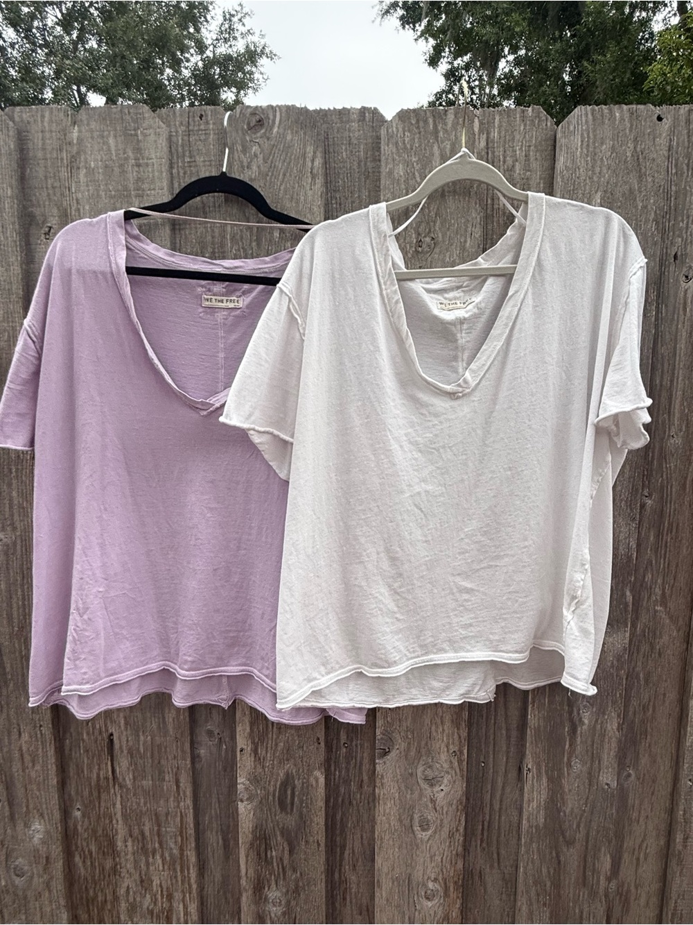 Free People We The Free V Neck Tee Bundle Ivory Purple M